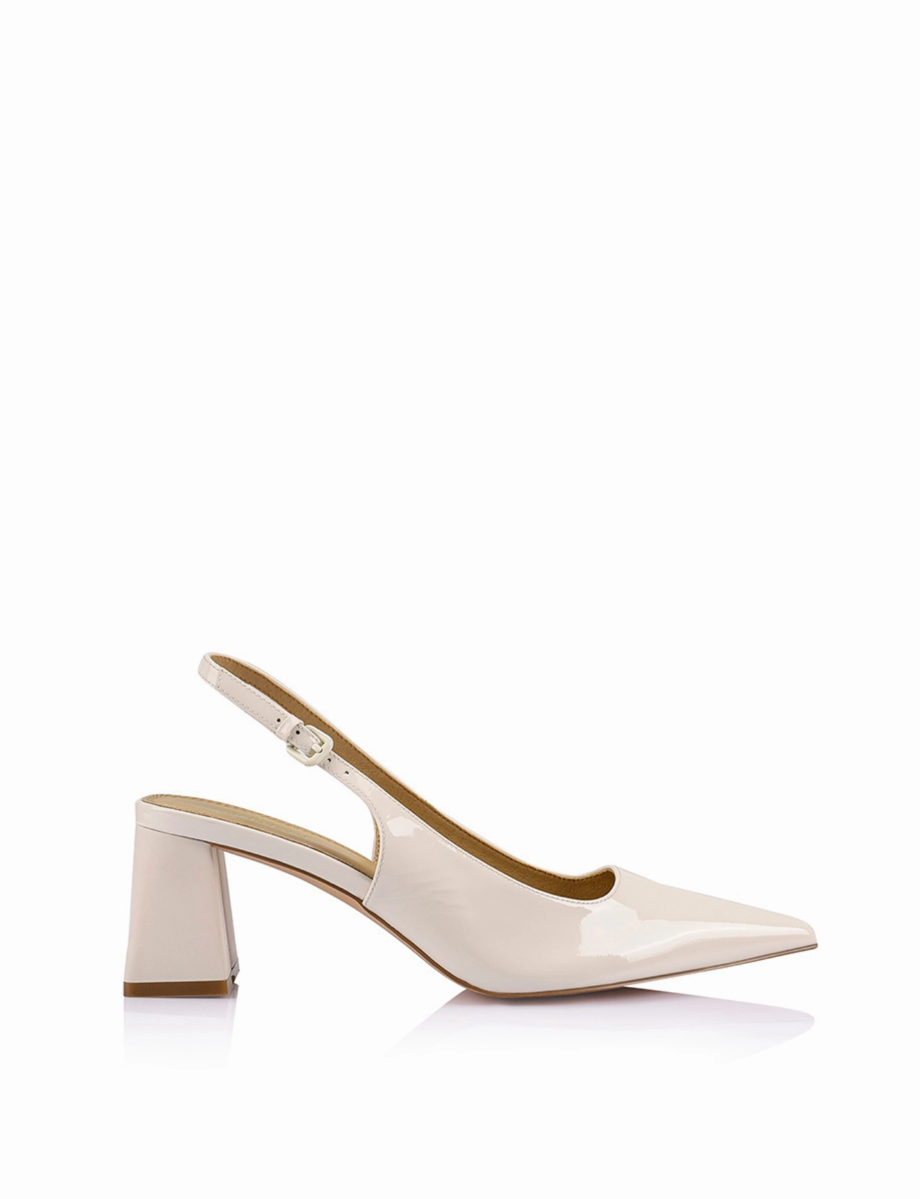 Yarra Pointed Toe Slingbacks - Chalk Patent Leather Windy day