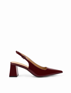 Yarra Pointed Toe Slingbacks - Red Wine Patent Leather Drop Off Grace Step