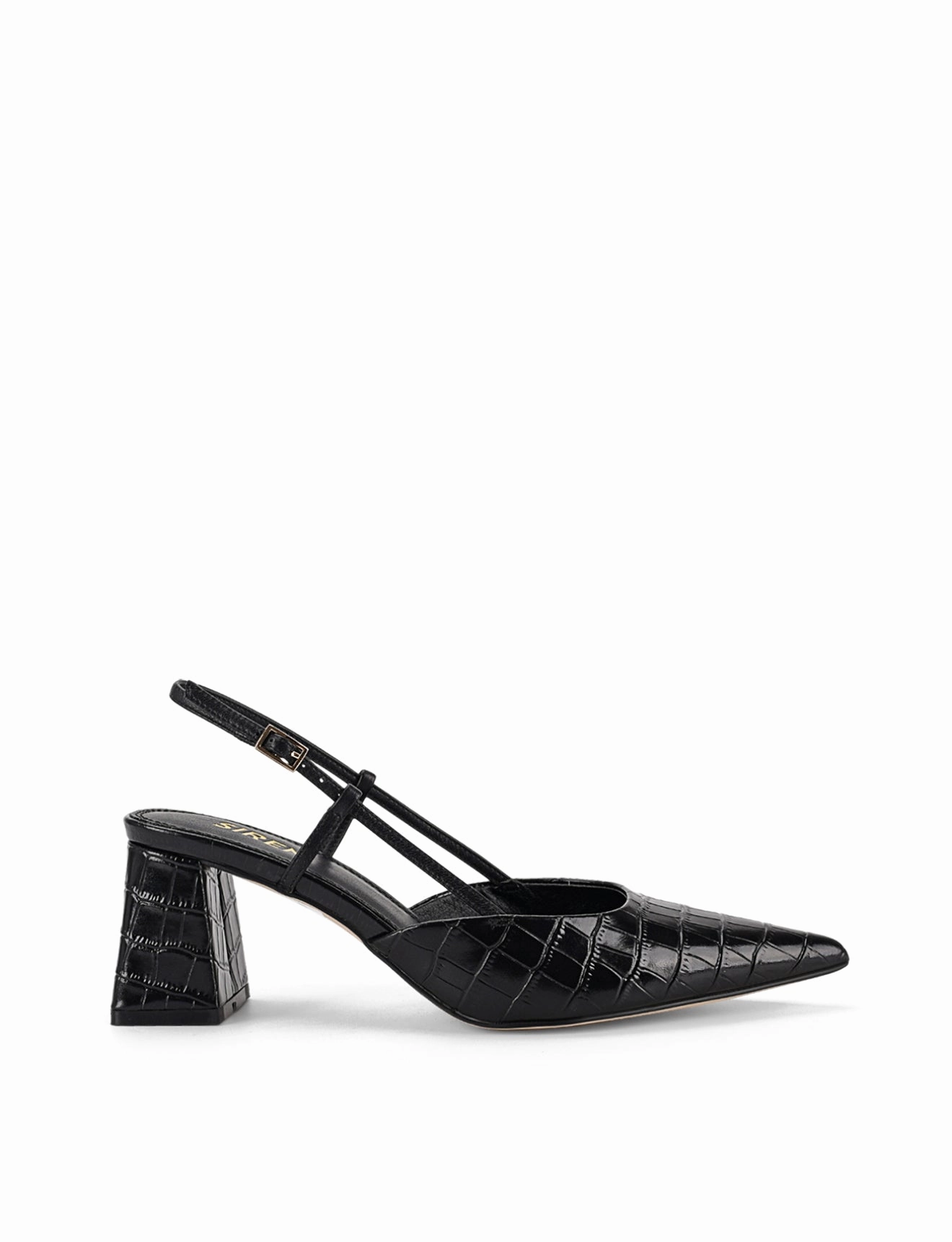 Yasmine Slingback Heels - Black Croc Leather Firm Step