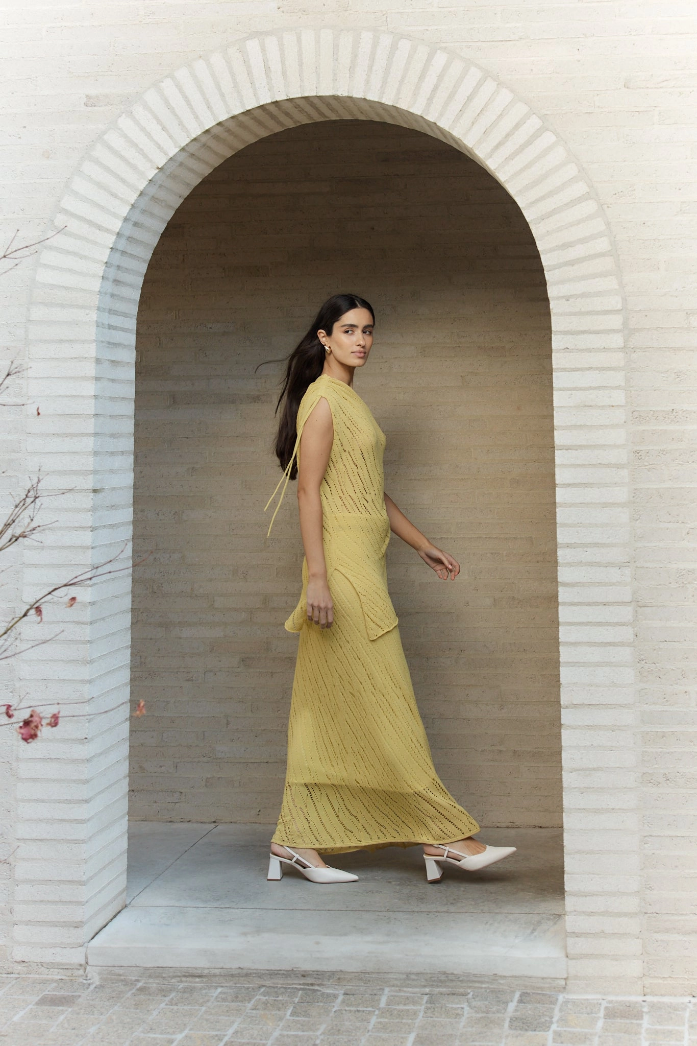 Theatre Night Yasmine Slingback Heels - Chalk Leather