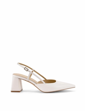 Yasmine Slingback Heels - Chalk Leather Local Shop Ankle Step