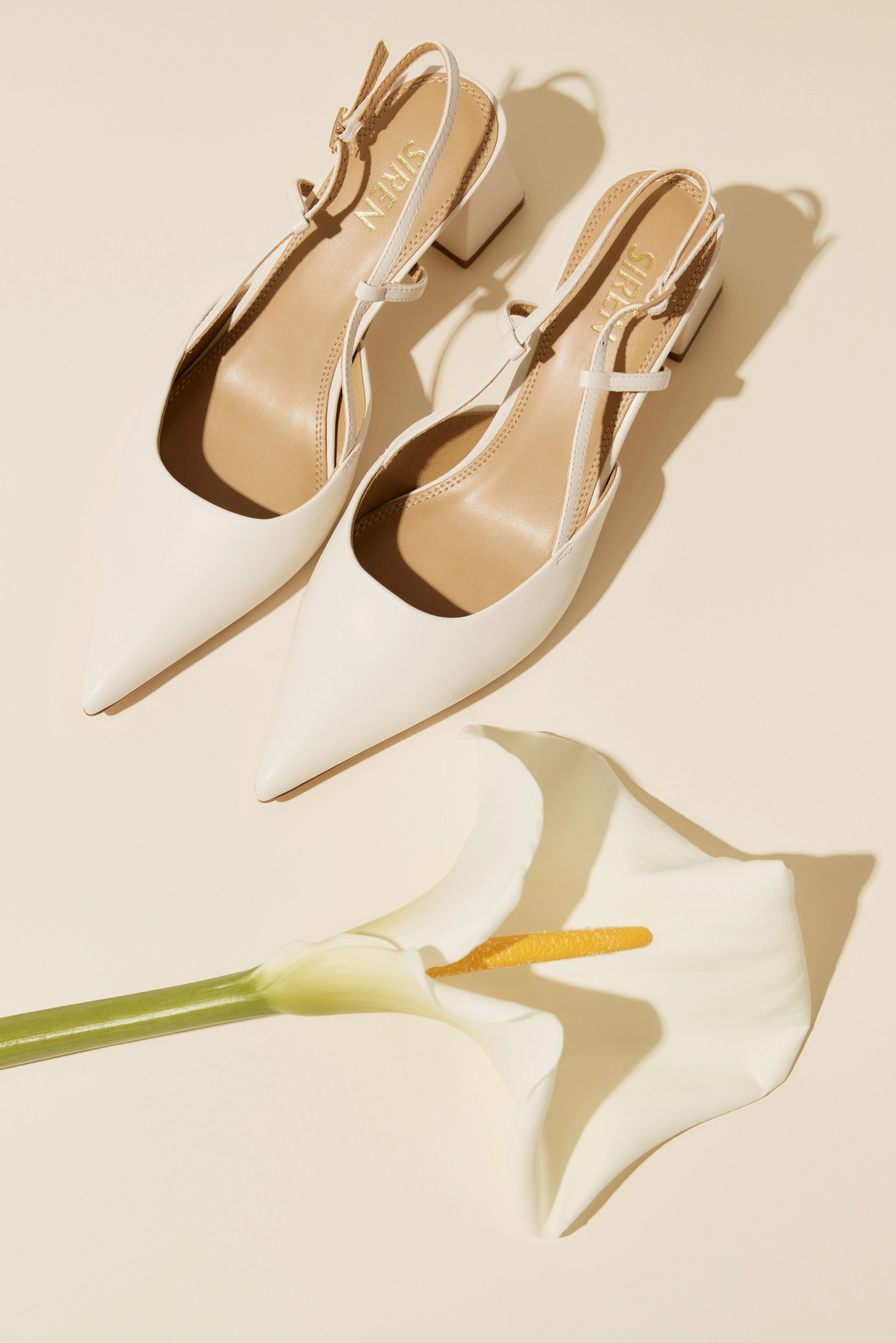 Match All Yasmine Slingback Heels - Chalk Leather