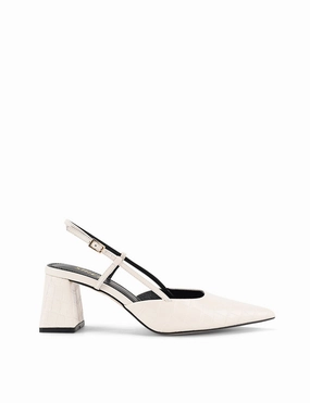 Yasmine Slingback Heels - Chalk White Croc Leather Week Trip