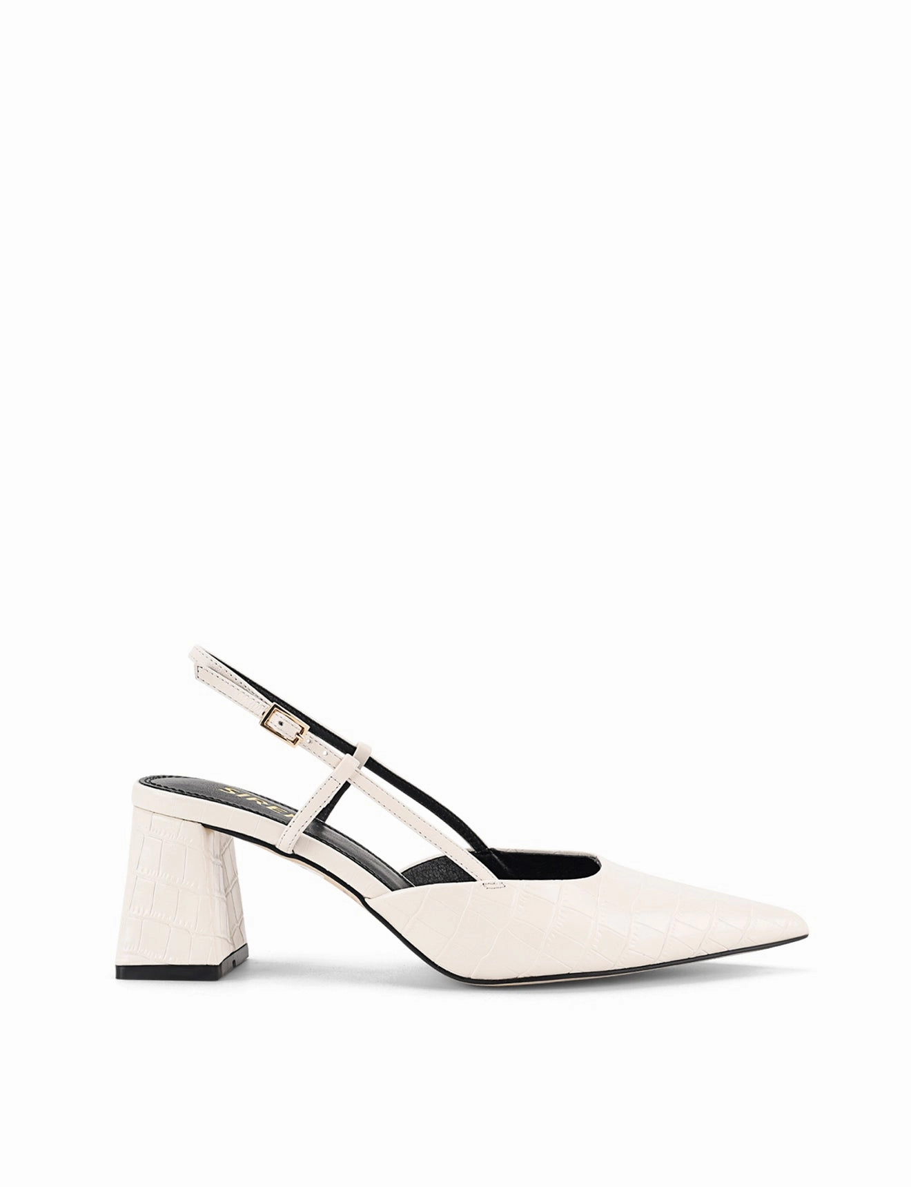 Yasmine Slingback Heels - Chalk White Croc Leather Week Trip