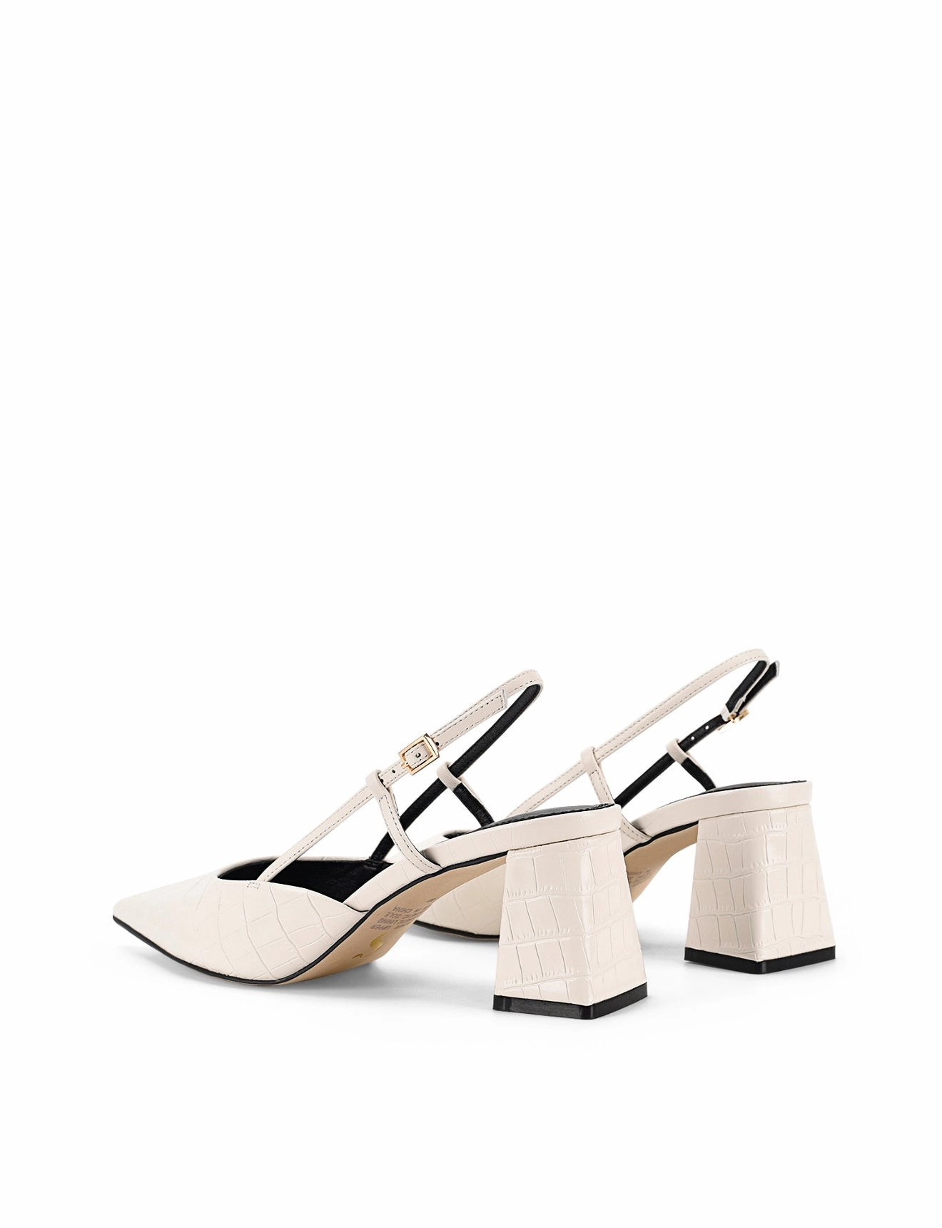 City Walk Yasmine Slingback Heels - Chalk White Croc Leather