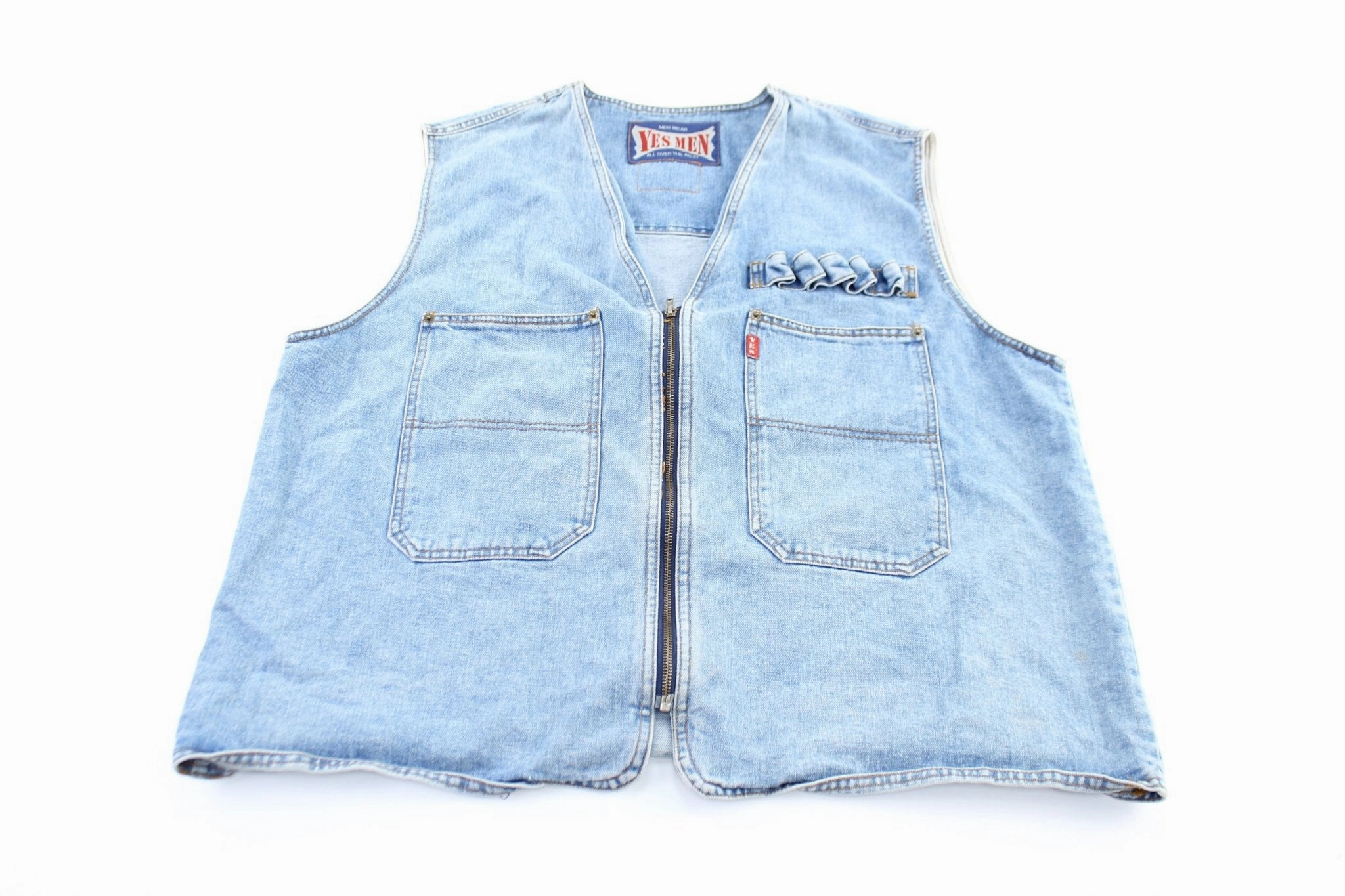Soft Shell Material Casual Style Yes Men Denim Zip Up Vest