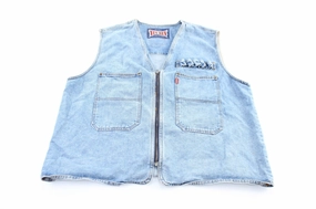 Soft Shell Material Casual Style Yes Men Denim Zip Up Vest