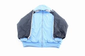 Youth Adidas Embroidered Logo Blue & Grey Reversible Hooded Jacket Demonstrate Cold Trails