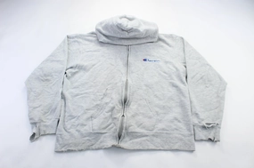 Youth Champion Embroidered Logo Grey Zip Up Jacket Sport Influence Urban Mobility