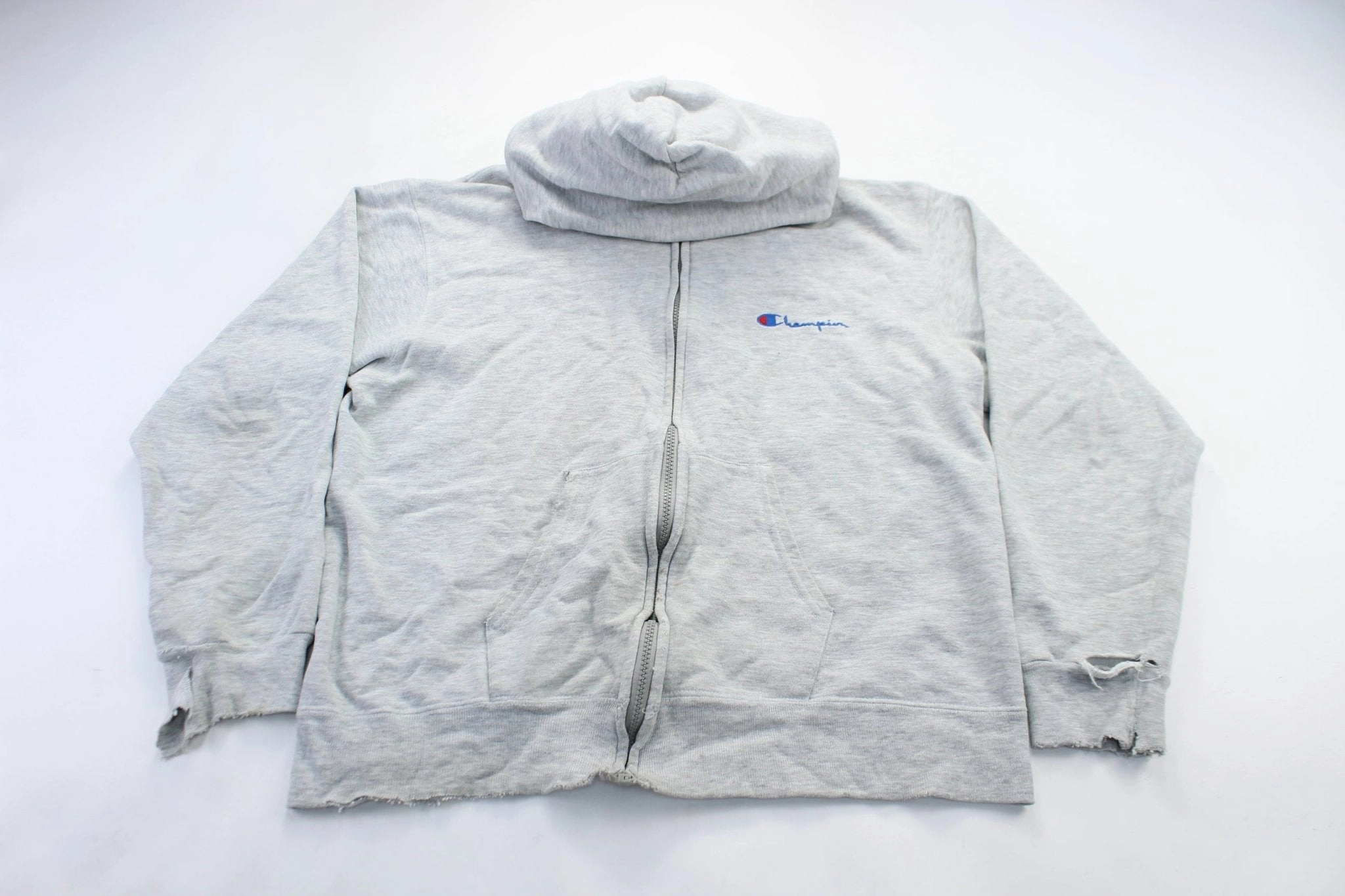 Youth Champion Embroidered Logo Grey Zip Up Jacket Sport Influence Urban Mobility