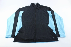 Youth Nike Embroidered Logo Black & Baby Blue Jacket Abrasion Resistant Fabric Ergonomic Cut