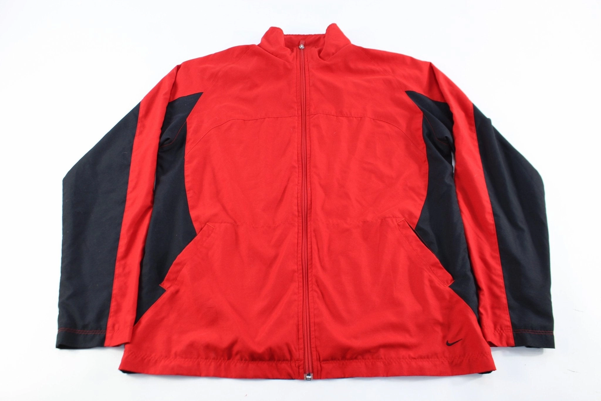 Youth Nike Embroidered Logo Black & Red Zip Up Jacket LightweightFabric