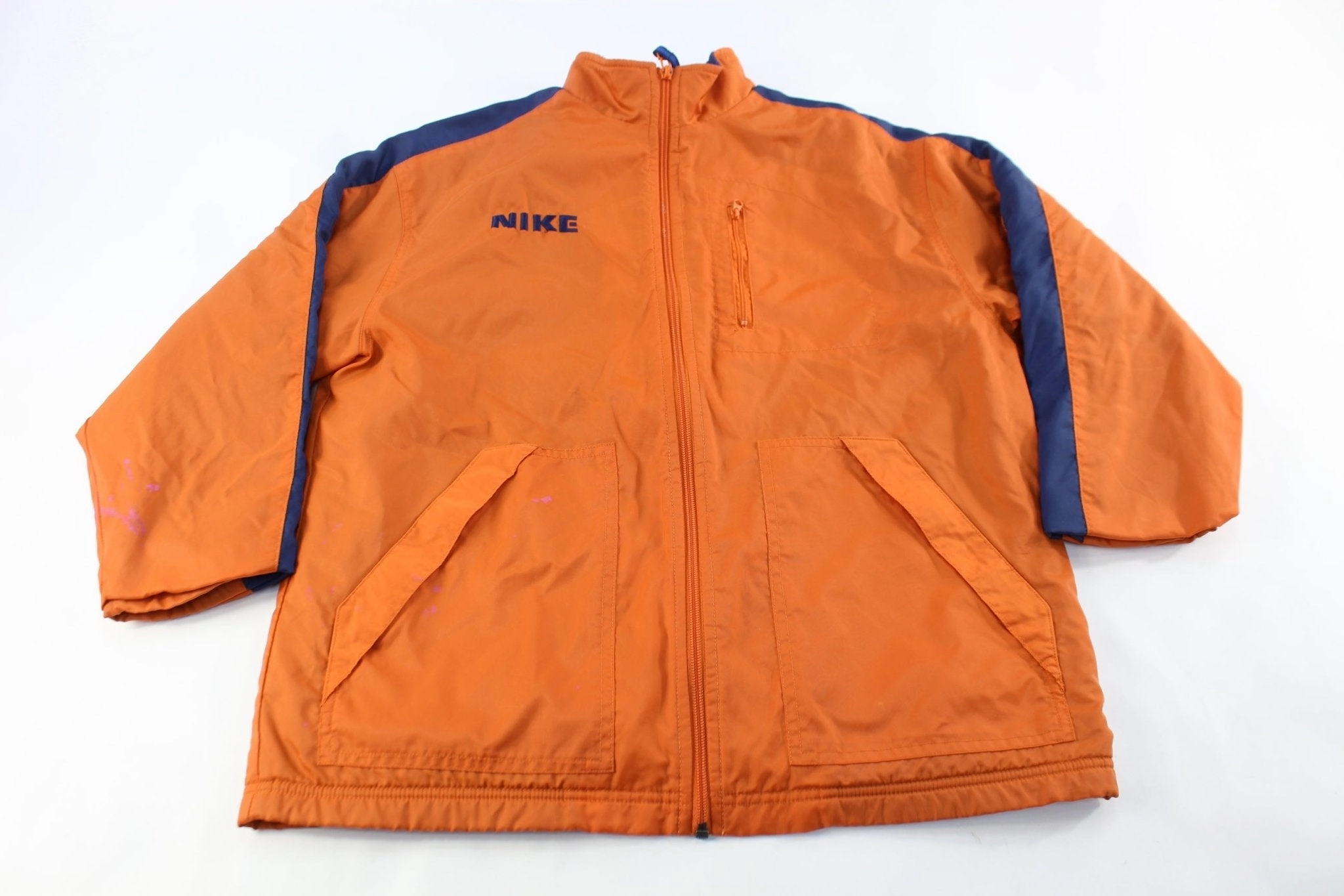 Moisture Wicking Lining See Youth Nike Embroidered Logo Orange & Navy Blue Zip Up Jacket