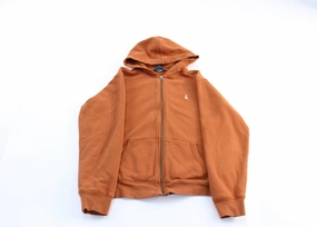 Youth Polo by Ralph Lauren Embroidered Logo Orange Zip Up Hoodie Perfection