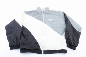 Youth Reebok Embroidered Logo Black, White, & Grey Zip Up Jacket Winter Essential