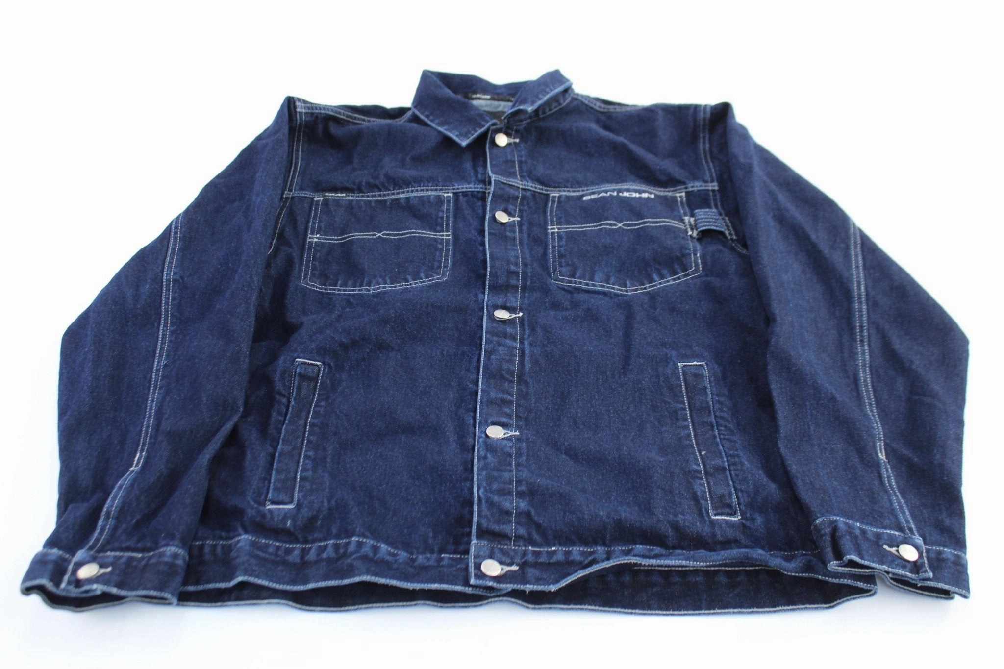 farmers Youth Sean John Embroidered Dark Wash Denim Jacket