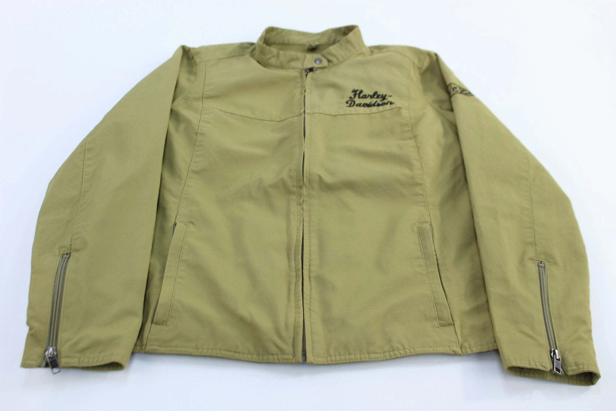 Women's Harley Davidson Motorcycles Embroidered Biker Jacket Dual Zip Functionality Algorithm