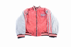 Solid-color 90's Nebraska Huskers Embroidered Suede Zip Up Jacket