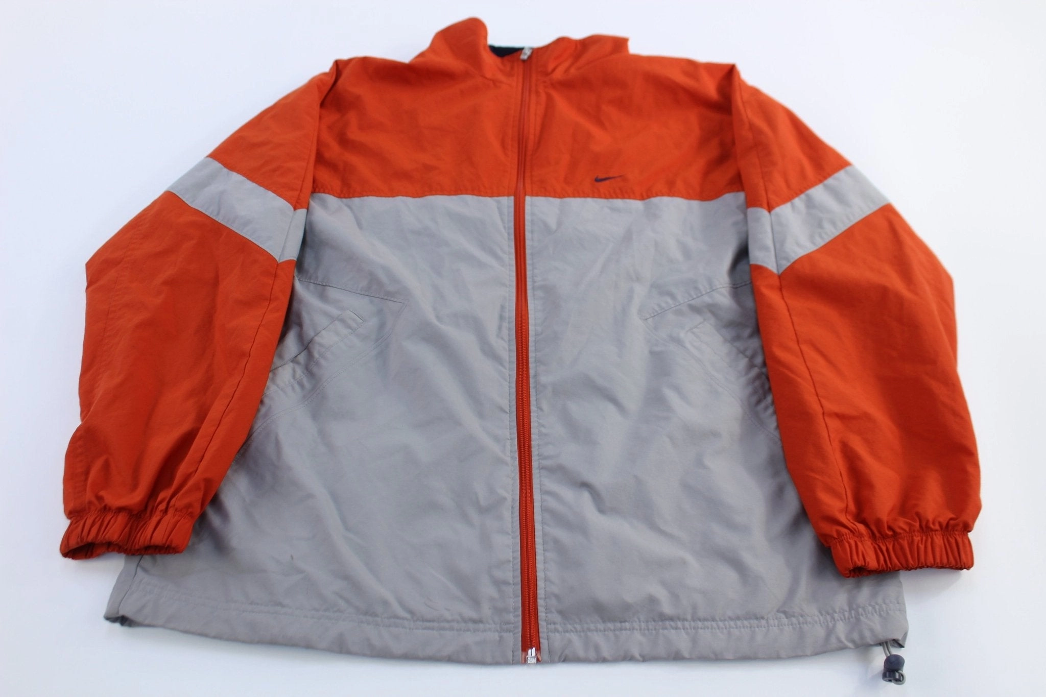 Urban Edge 2000's Nike Embroidered Logo Grey & Orange Zip Up Jacket
